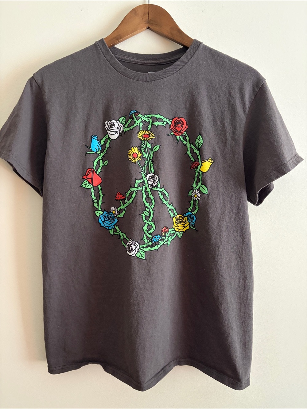 Rose Thorn & Mushroom Peace Sign Tee